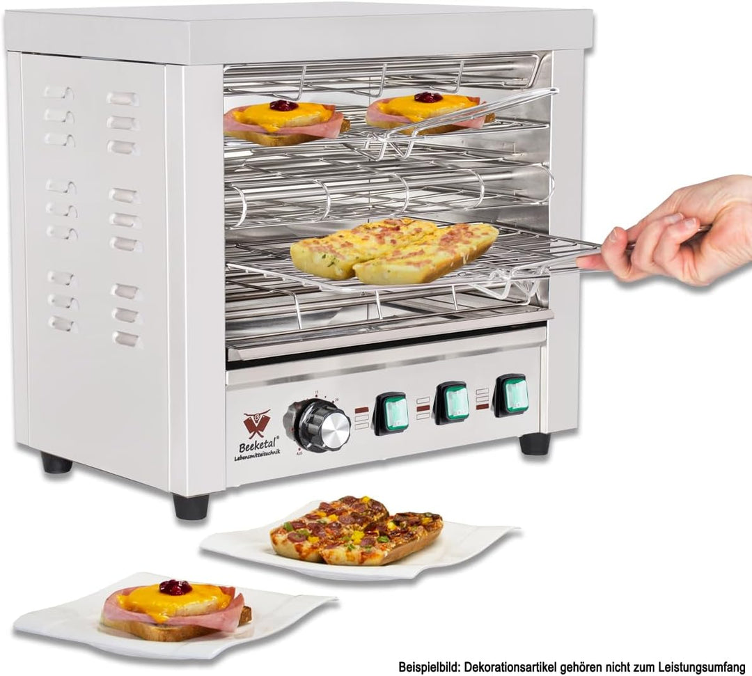 Beeketal 'BSP-1' Profi Gastro Salamander Grill Überbackgerät aus Edelstahl mit 2 Gitter, 5-30 Minute