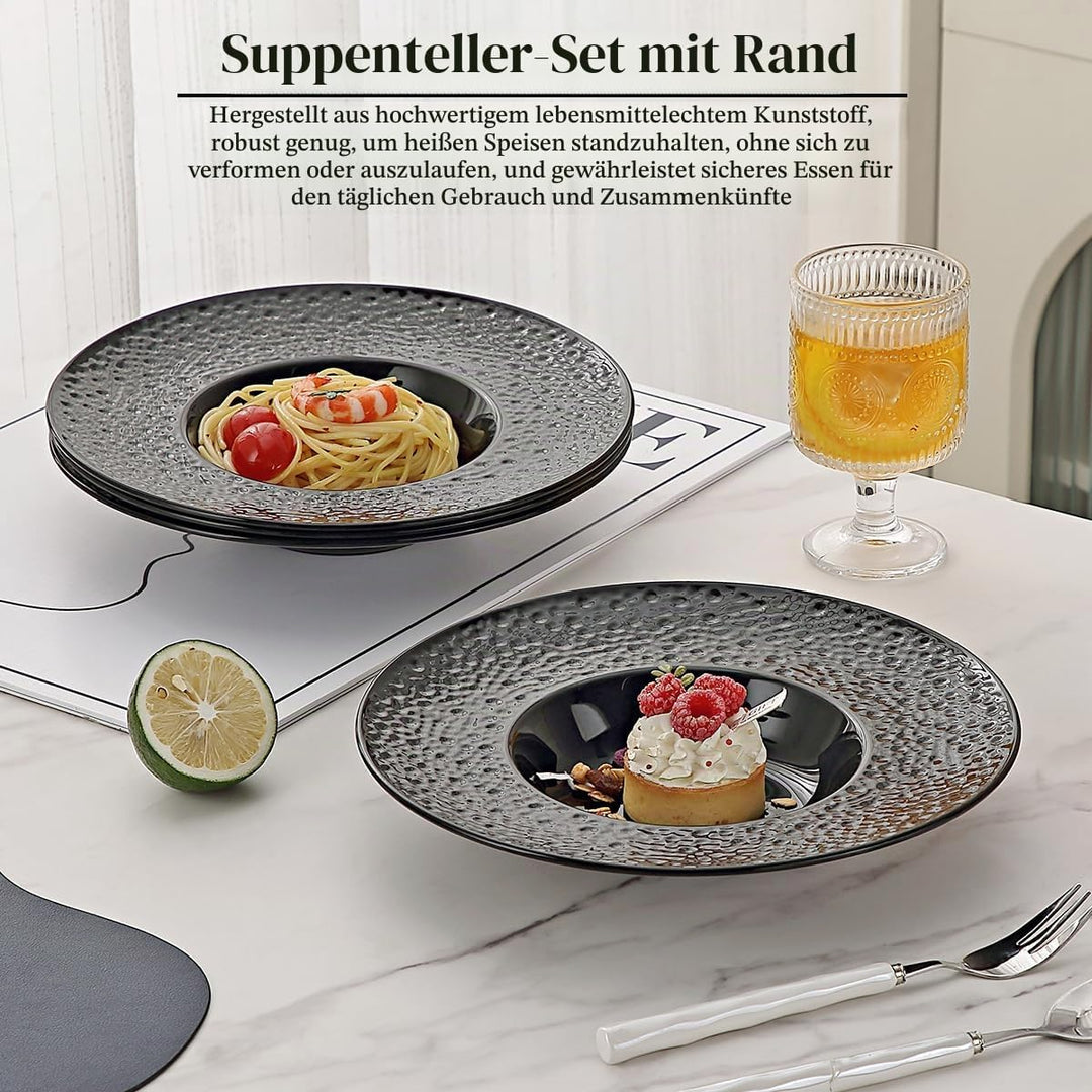 Berglander Suppenschalen Set mit 6, wiederverwendbare 260ml Kunststoff-Multipurpose-Teller für Pilzs