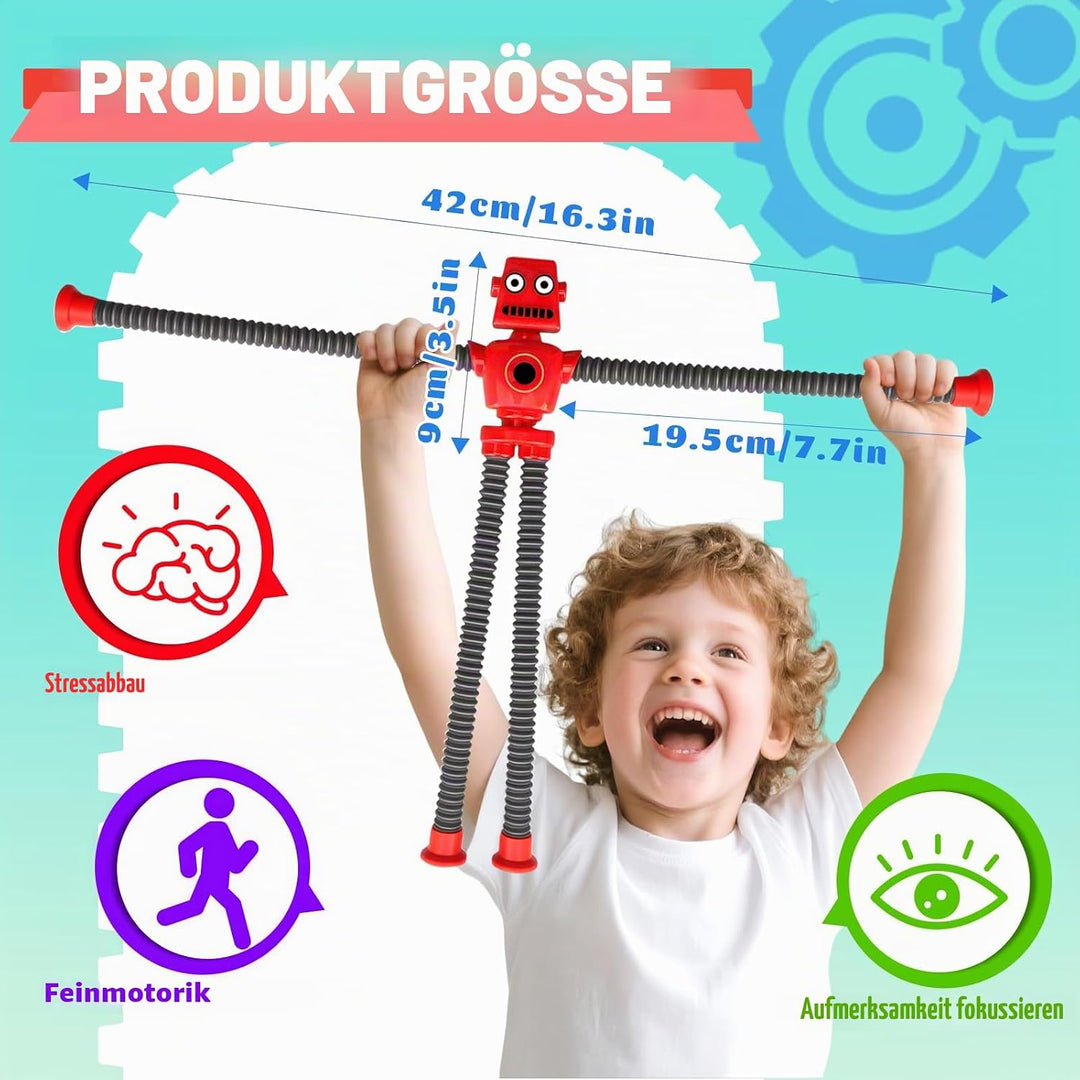 14PCS Transformable Fidget Spinner Roboter - Saugtasche Pop Tube Sensorische Spielzeug, Korb Strümpf