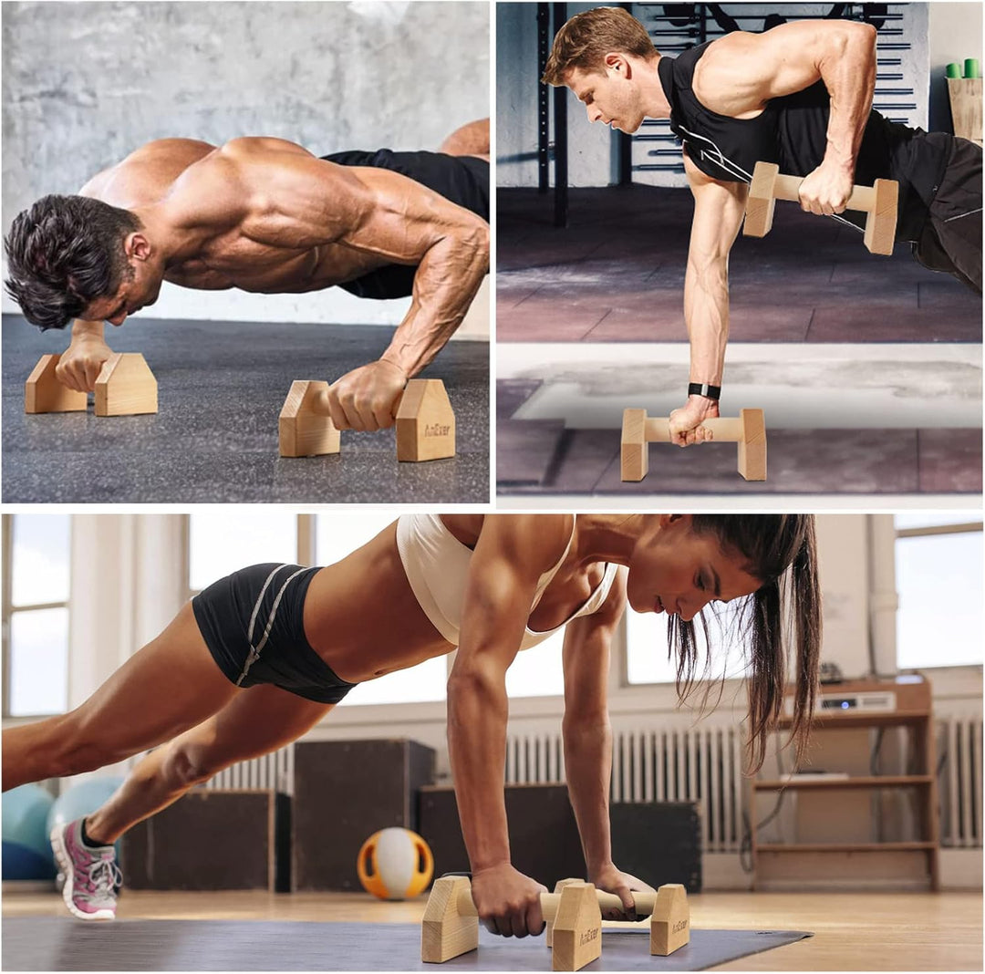 Wooden Push-Up Handles, Parallettes für Calisthenics, Rutschfeste Push-up bars Joint-Friendly Push-U