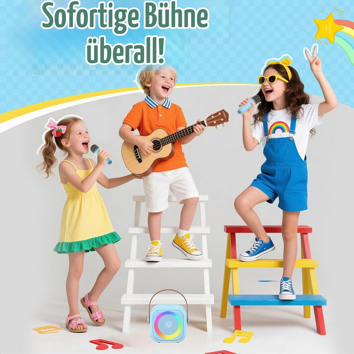 Jeefu Karaoke Maschine Kinder mit 2 Mikrofonen, Spielzeug für 3-12 Jahre alte Mädchen Geschenke, Min