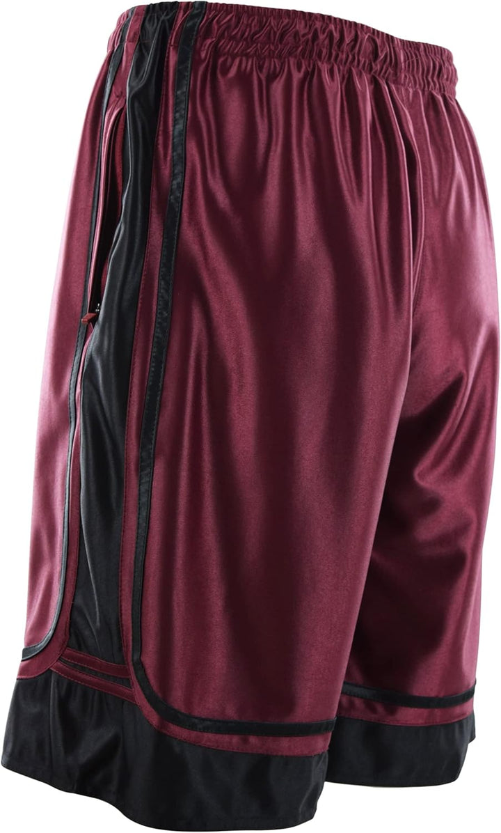 Herren-Basketball-Shorts mit Reissverschlusstaschen 3XL 609-burgunderrot, 3XL 609-burgunderrot