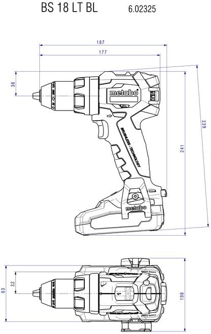 Metabo Akku-Bohrschrauber BS 18 LT BL (602325890) 18V ; Karton, Akkuspannung: 18 V, Max. Drehmoment