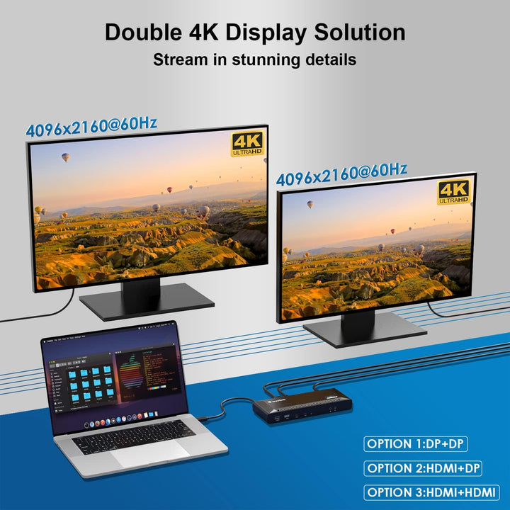 WAVLINK USB C Universelle Docking Station 60W Stromversorgung Unterstützt Dual 4K Videoausgänge (Dis