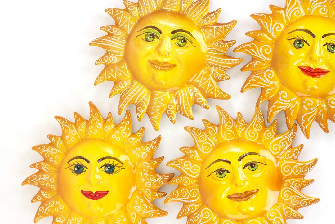 Ceramiche Azzaro & Romano Caltagirone Sizilianische Sonne zum Aufhängen, Durchmesser 21 cm, handgefe