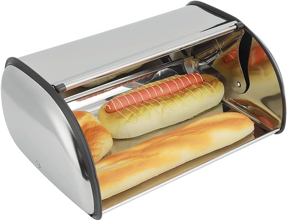 Brotkasten mit Gehäuse aus Edelstahl, Brotdosen aus Metall für die Küche, Aufbewahrungsbehälter für