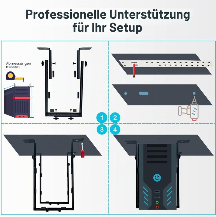 PC Halterung Untertisch Höhenverstellbar – Computerhalterung für Schreibtisch, Universale PC Aufhäng