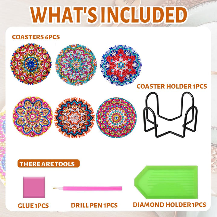Diamond Painting Kinder Basteln Mandala, Bastelset Diamond Painting Untersetzer, Untersetzer Bastels