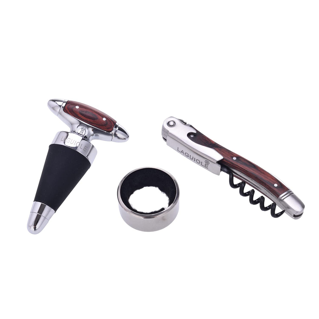 LAGUIOLE - Sommelier Box - Set mit 3 Zubehörteilen: Eleganter Stopper Stopper Holz und Metall, Somme