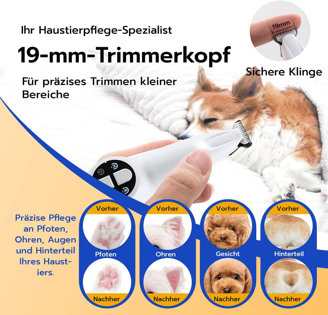 2 in 1 Haustierhaarschneider & Krallenschleifer mit LED Licht, USB Wiederaufladbar Pfotentrimmer Kra