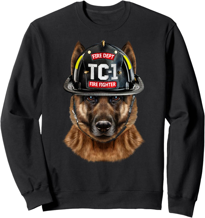 Deutscher Schäferhund mit Feuerwehrhelm Sweatshirt