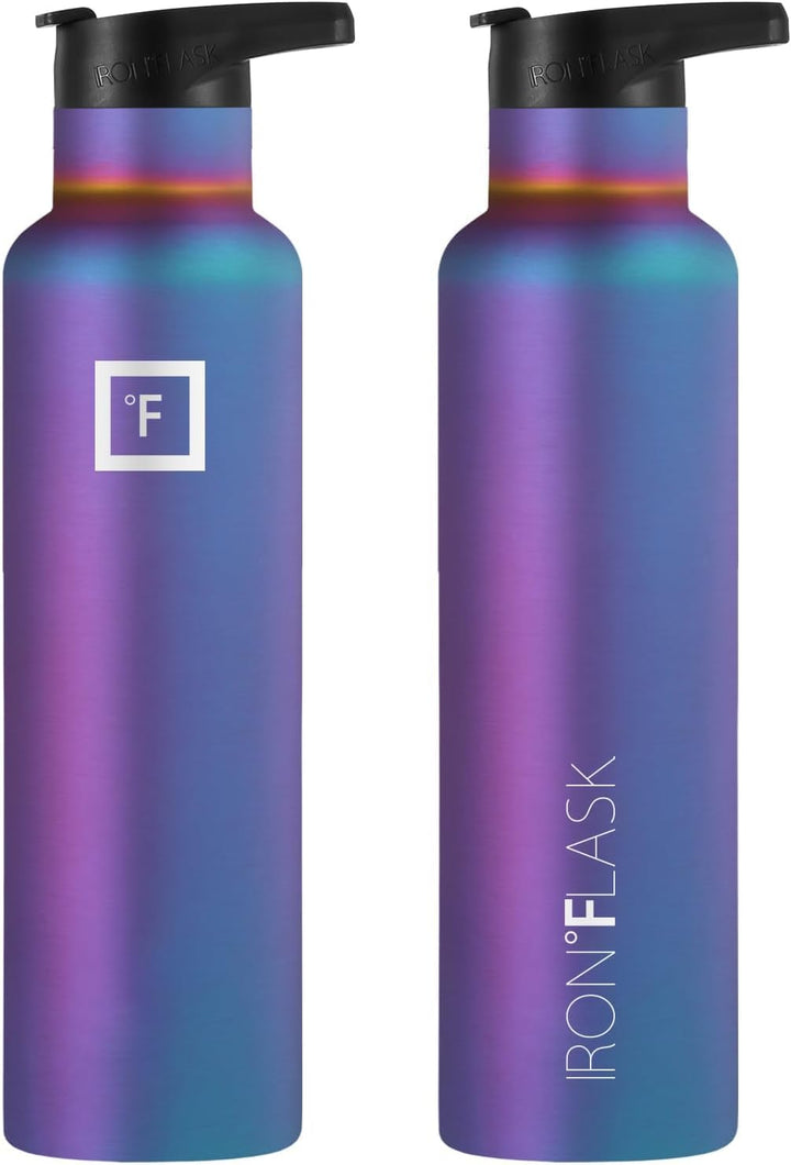 IRON °FLASK Sport-Trinkflasche, 3 Deckel (schmaler Auslaufdeckel), auslaufsicher, vakuumisoliert, Ed