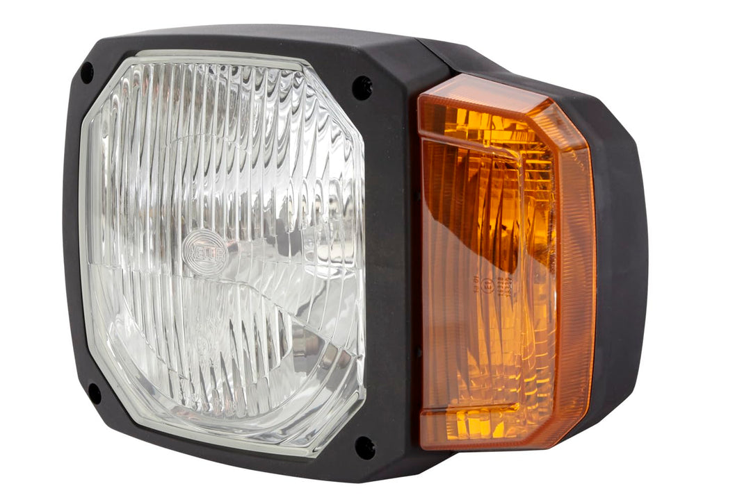 HELLA - Hauptscheinwerfer - 12V - Einbau - Lichtscheibenfarbe: gelb - Stecker: DEUTSCH Stecker - lin