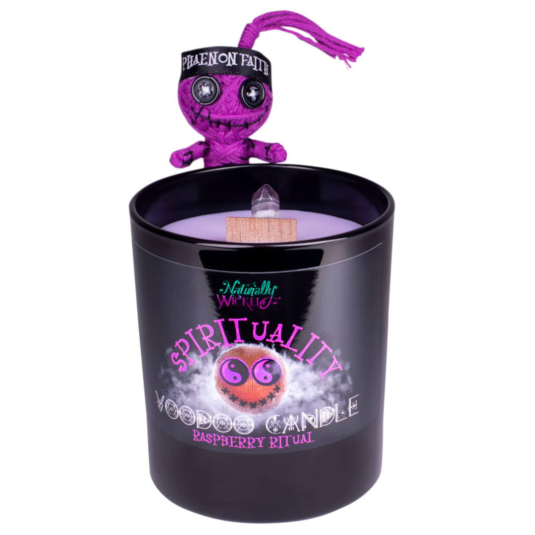 Naturally Wicked Voodoo Spiritualitäts Kerze | Inc Voodoo-Puppe & Kristallstab | Vegane Kristallzaub