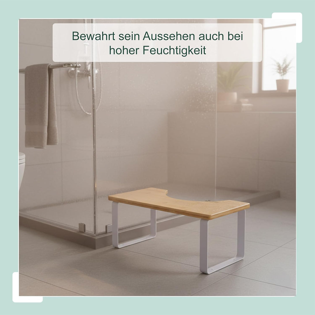 Relaxdays Toilettenhocker, Stuhlgang Unterstützung, WC Hocker Erwachsene, Bambus, HxBxT: 18 x 44,5 x