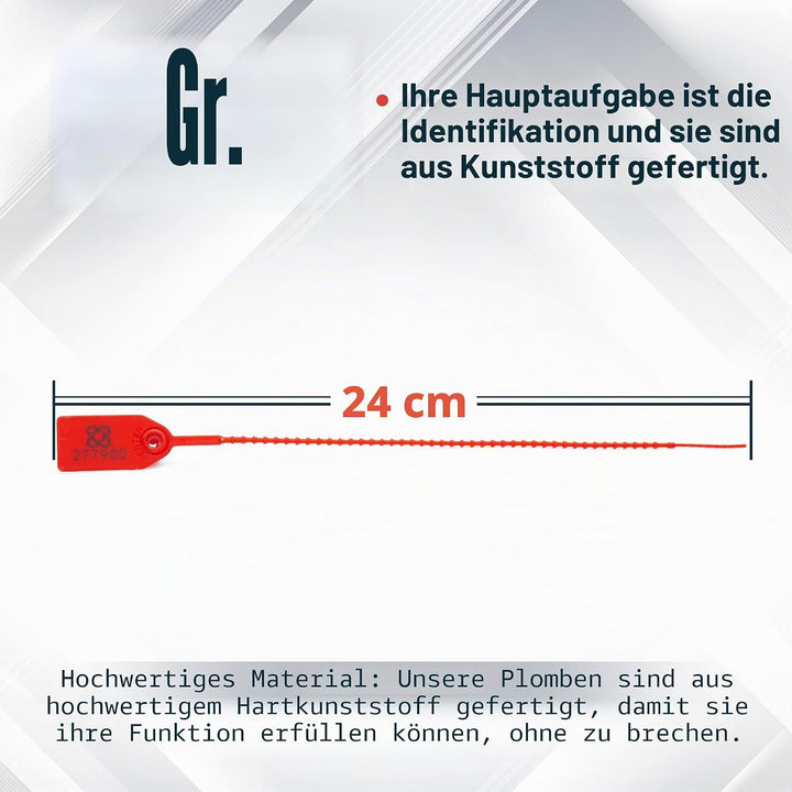 DOJA BARCELONA | Rot Sicherheitsplomben aus Kunststoff | 200 Einheiten | 24 cm Lang | Plomben kunsts