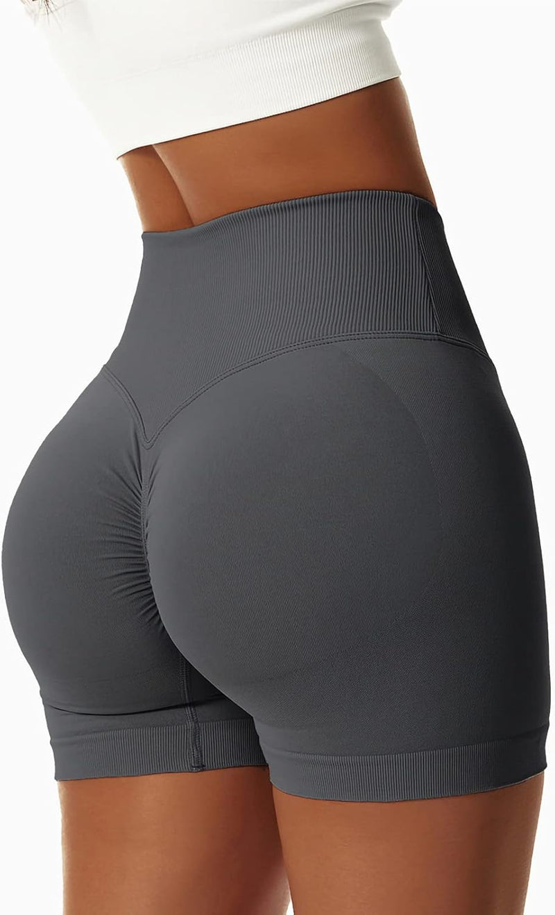 Vertvie Damen 2er Pack Gym Shorts V Cross Stretch Push Up Yoga Shorts Booty Scrunch Fitness Hosen Ku