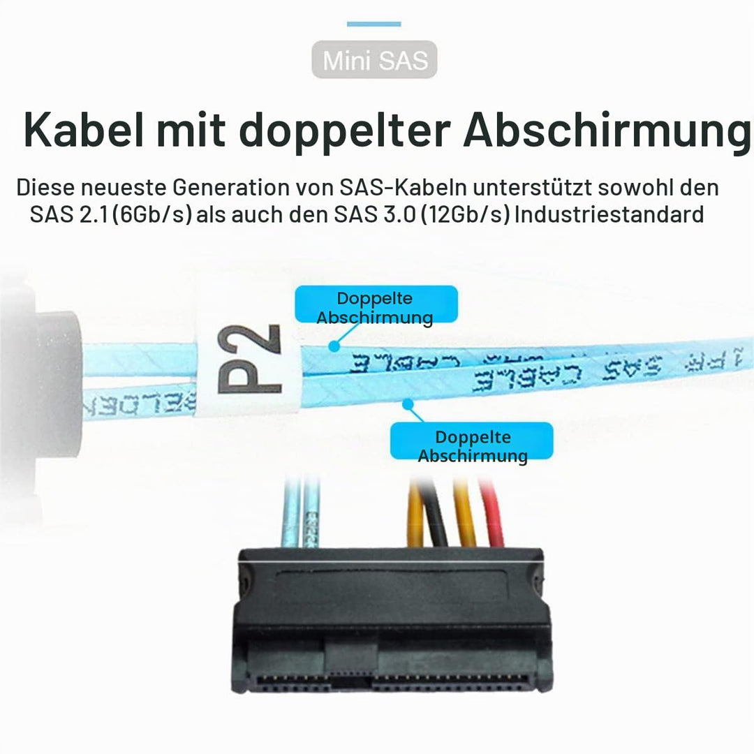 CY Slimline Cable SAS 4.0 SFF-8654 4i 38pin Host to 4 SAS 29pin SFF-8482 Target Hard Disk Fanout Rai