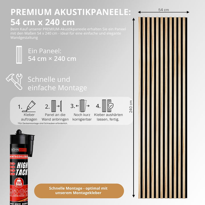 wohnartig 3D Akustikpaneele (Eiche Natur, 2 Stück 240cm x 54cm) Eiche Natur 2 Stück 240cm x 54cm, Ei