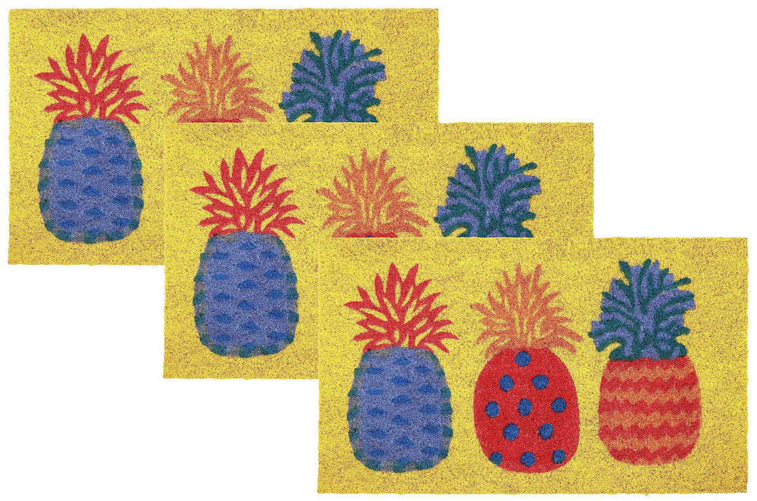Betz 3er Kokosmatte aus 100% Kokos - Fussmatte - Fussabstreifer –Schmutzfangmatte Muster 3 Ananas Gr
