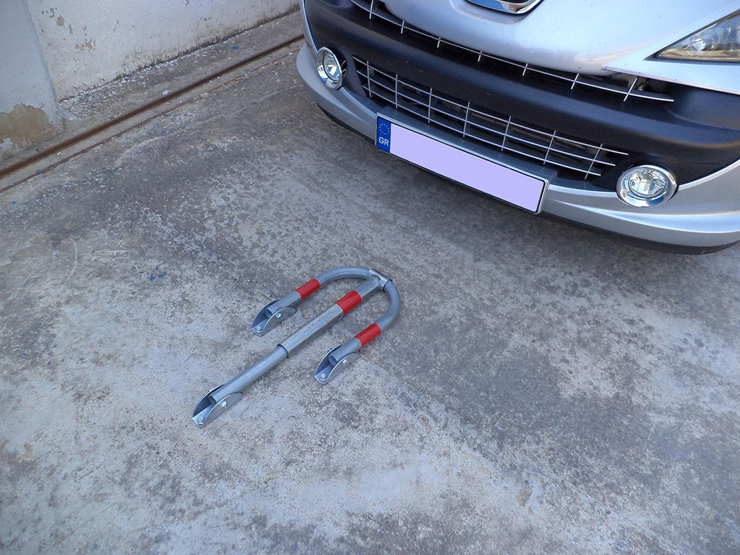 SNS SAFETY LTD Parkplatzsperre Klappbar, aus verzinktem Stahlrohr 32 mm, mit 3 Beinen, Vorhängeschlo