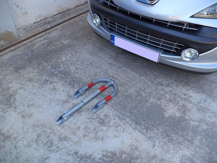 SNS SAFETY LTD Parkplatzsperre Klappbar, aus verzinktem Stahlrohr 32 mm, mit 3 Beinen, Vorhängeschlo