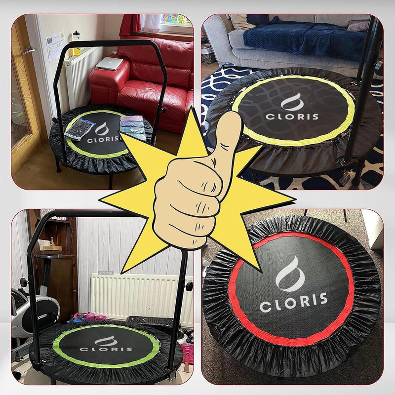 CLORIS Faltbares Fitness-Trampolin, 101,6 cm, max. Tragkraft 180 kg, Mini-Rebounder mit verstellbare