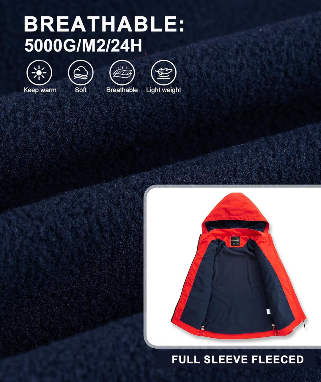 YoungSoul Kinder wasserdichte Regenjacke mit Abnehmbarer Kapuze 104-110 Schwarz Rot, 104-110 Schwarz