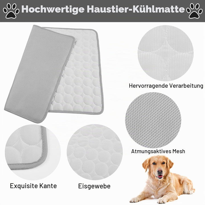 Aitsite Selbstkühlende Hundematte 100x70cm, Kühlmatte Hund &amp; Katze waschbar aus Eisseide, Kühldecke