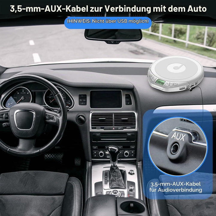 Gueray CD Spieler Tragbarer CD-Player Persönliche CD Players mit Kopfhörer LCD Display Anti-Skip Sch