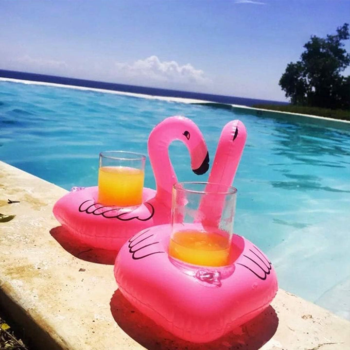 12 Stück Aufblasbare Getränkehalter PVC Aufblasbare Untersetzer Schwimmender Getränkehalter Flamingo