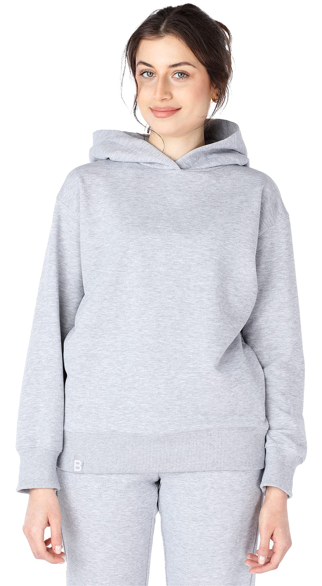 Bellivalini Kapuzenpullover lang Damen Hoodie Sportanzug Oberteil Jogging Pullover BLV210 S Melange,