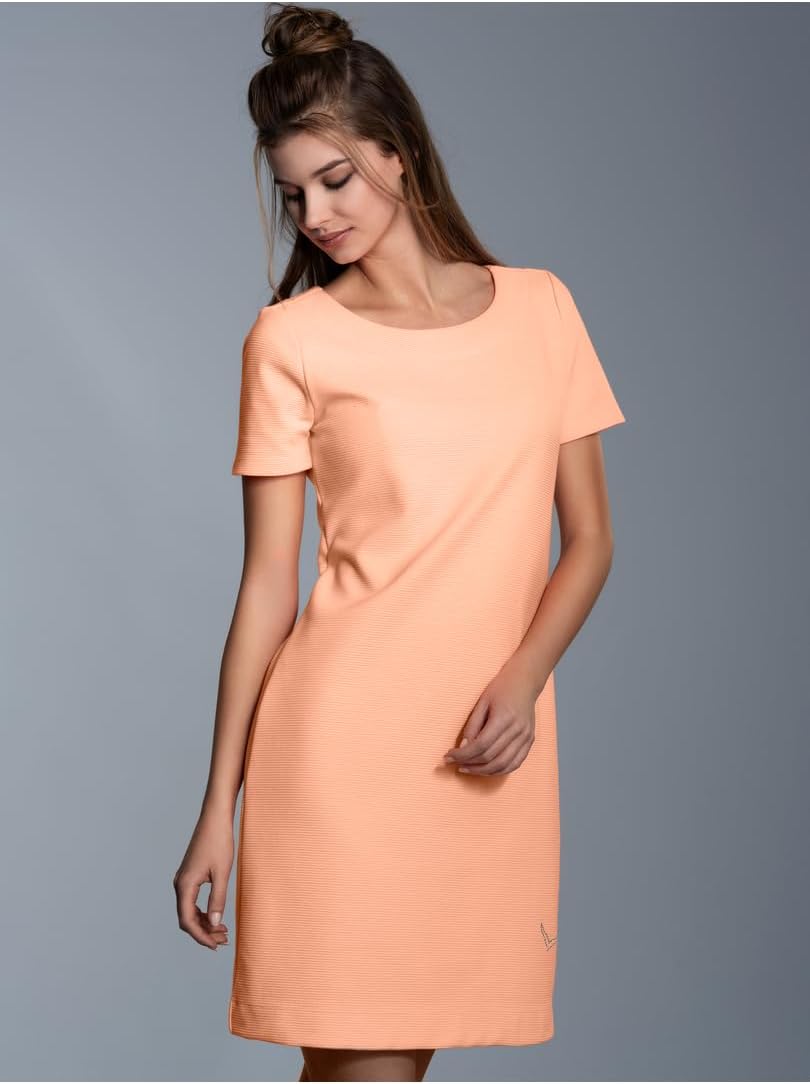 Trigema Halbarm Kleid mit Kristallsteinen, Aprikose