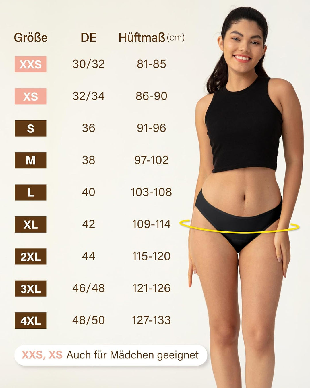 Neione Damen Perioden Unterwäsche | Super Weiche Bikinislips XXS 3er-pack All Black, XXS 3er-pack Al