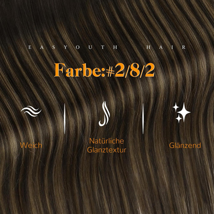 Easyouth Echthaar Extension Tape in Ombre Echthaar tape in Haar Extensions Dunkelstes Braun Aschbrau