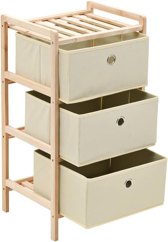 vidaXL Korbregal mit 3 Stoff-Körben Zedernholz Korbkommode Schubladenregal 3x/1x, 3x/1x
