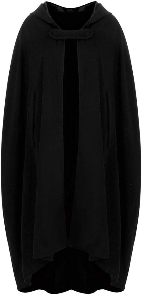 Lange Umhang mit Kapuze DamenVintage Einfarbig Poncho RobeHalloween KostümLeichte TrenchcoatWinddich