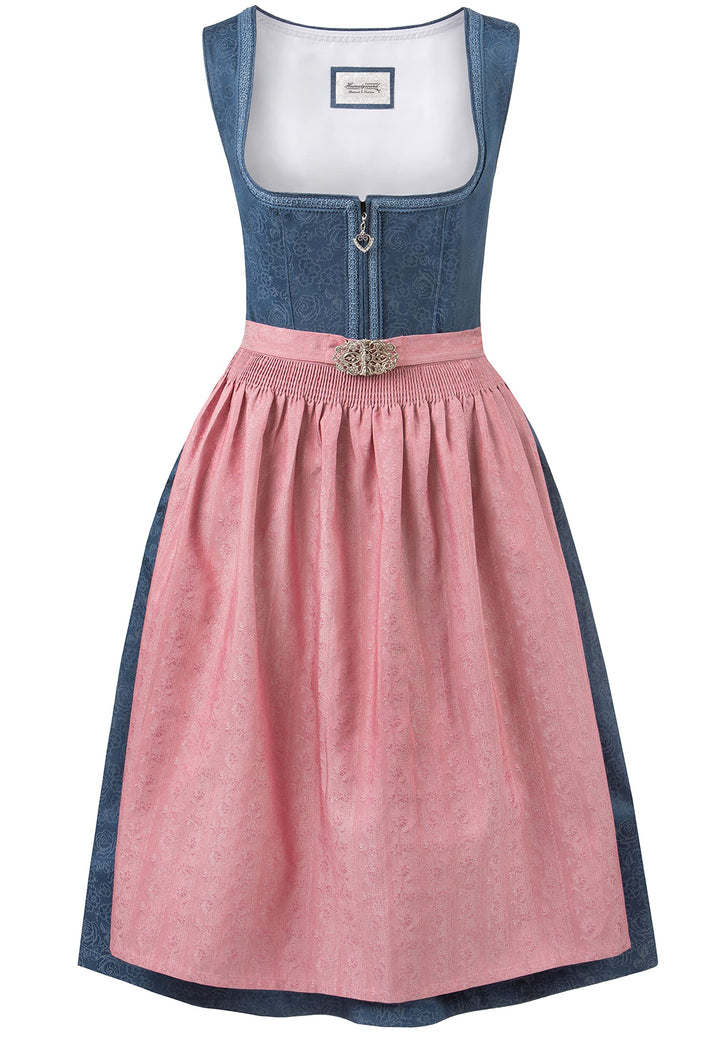 Stockerpoint Damen Dirndl Roseline Kleid für besondere Anlässe (ohne Bluse) 36 Blau-altrosa, 36 Blau