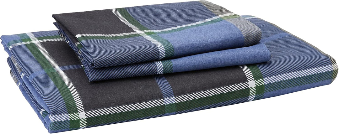 Rapport Argyle Bettbezug und 2 Kissenbezüge, wendbares Bettwäsche-Set, Karomuster, King Size, Blau K