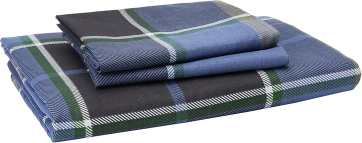 Rapport Argyle Bettbezug und 2 Kissenbezüge, wendbares Bettwäsche-Set, Karomuster, King Size, Blau K