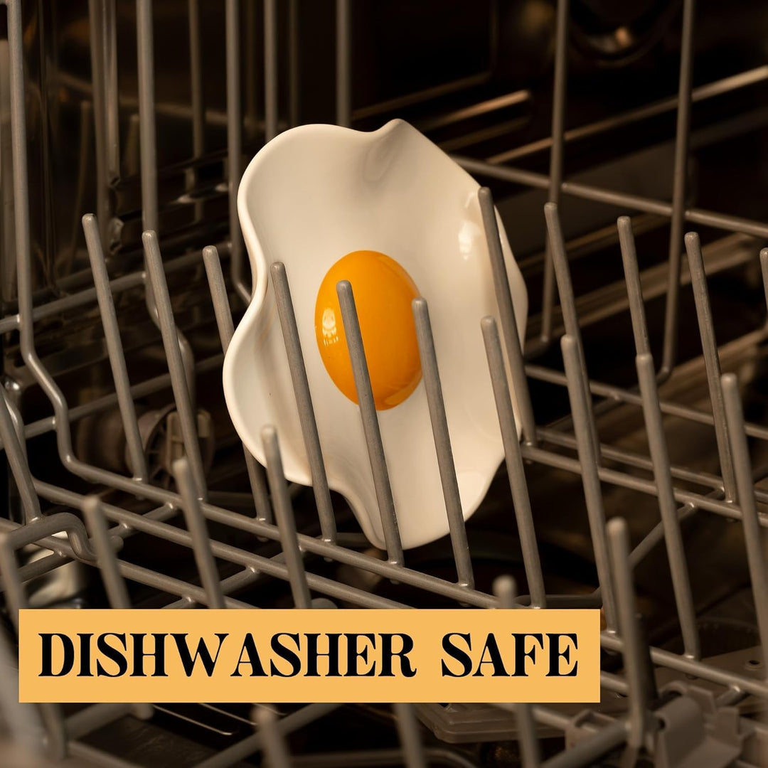 Spiegelei-Löffelablage aus Keramik für Herd und Küchentheke, grosser und spülmaschinenfester Utensil