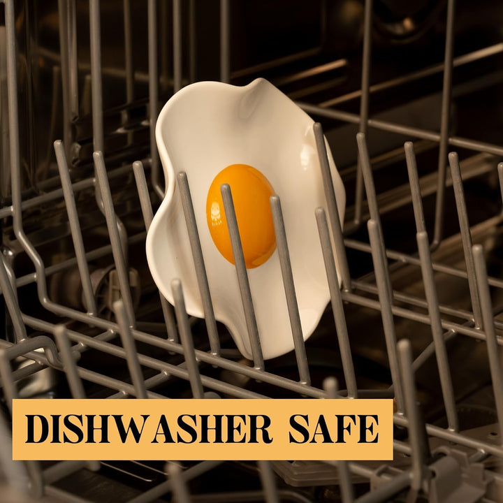 Spiegelei-Löffelablage aus Keramik für Herd und Küchentheke, grosser und spülmaschinenfester Utensil