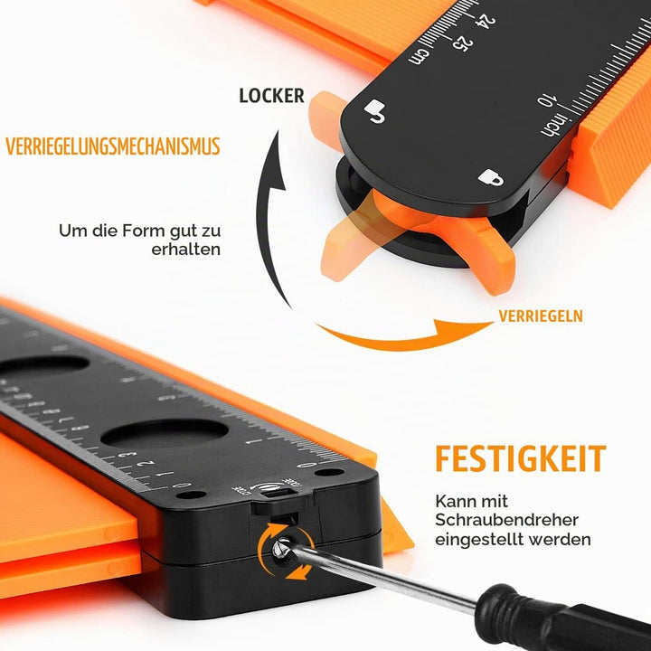 DODOWIN Konturenlehre 25cm, Weihnachtsgeschenke für Männer Papa, Konturenlehre Mit Feststeller, Hand