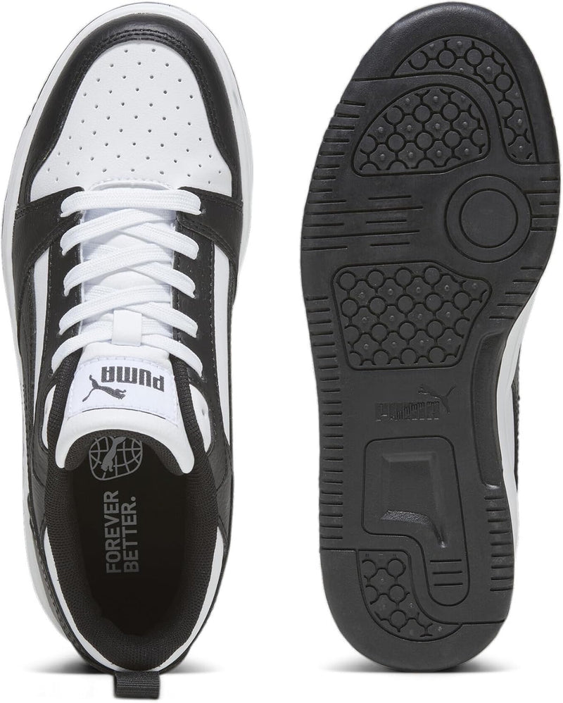 PUMA Unisex Kinder Rebound V6 Lo Jr Sneaker 35.5 EU Puma White Puma Black, 35.5 EU Puma White Puma B