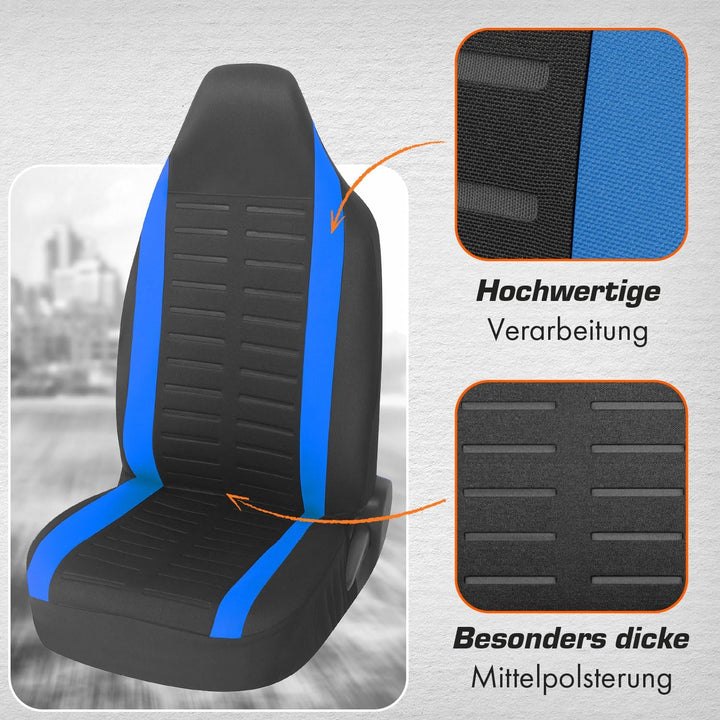 Upgrade4cars Autositzbezüge Set für Pilotensitze | Autositzbezug Komplettset in Blau | Autoschonbezü