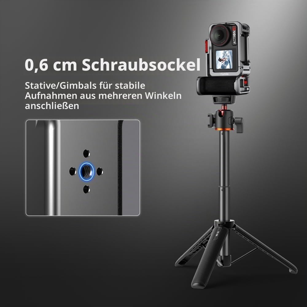 BRDRC Grip Kit für DJI Action 5 Pro 4 3 (mit Käfig), Griffhalter-Bundle Erweiterungshalterung mit Au