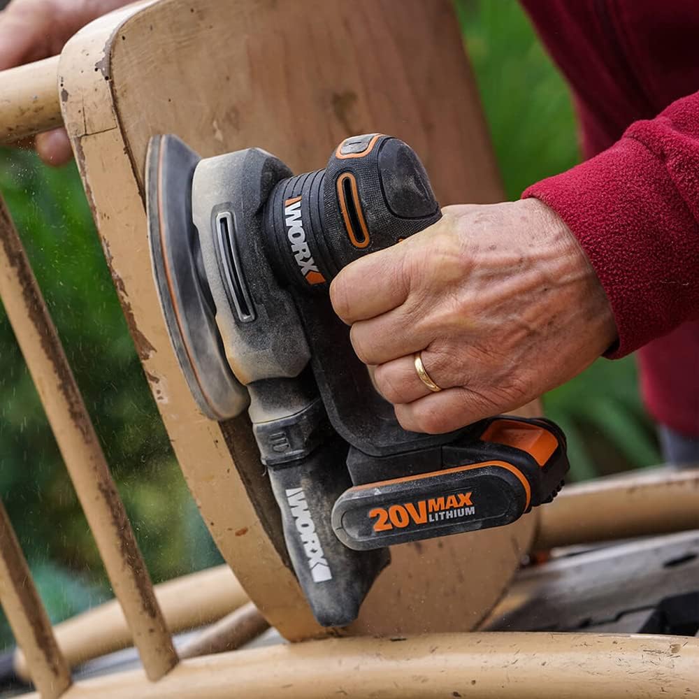 WORX WX822 Akku Detailschleifer 20V - Elektrische 20V Schleifmaschine für Holzmöbel, Türen, Ecken un