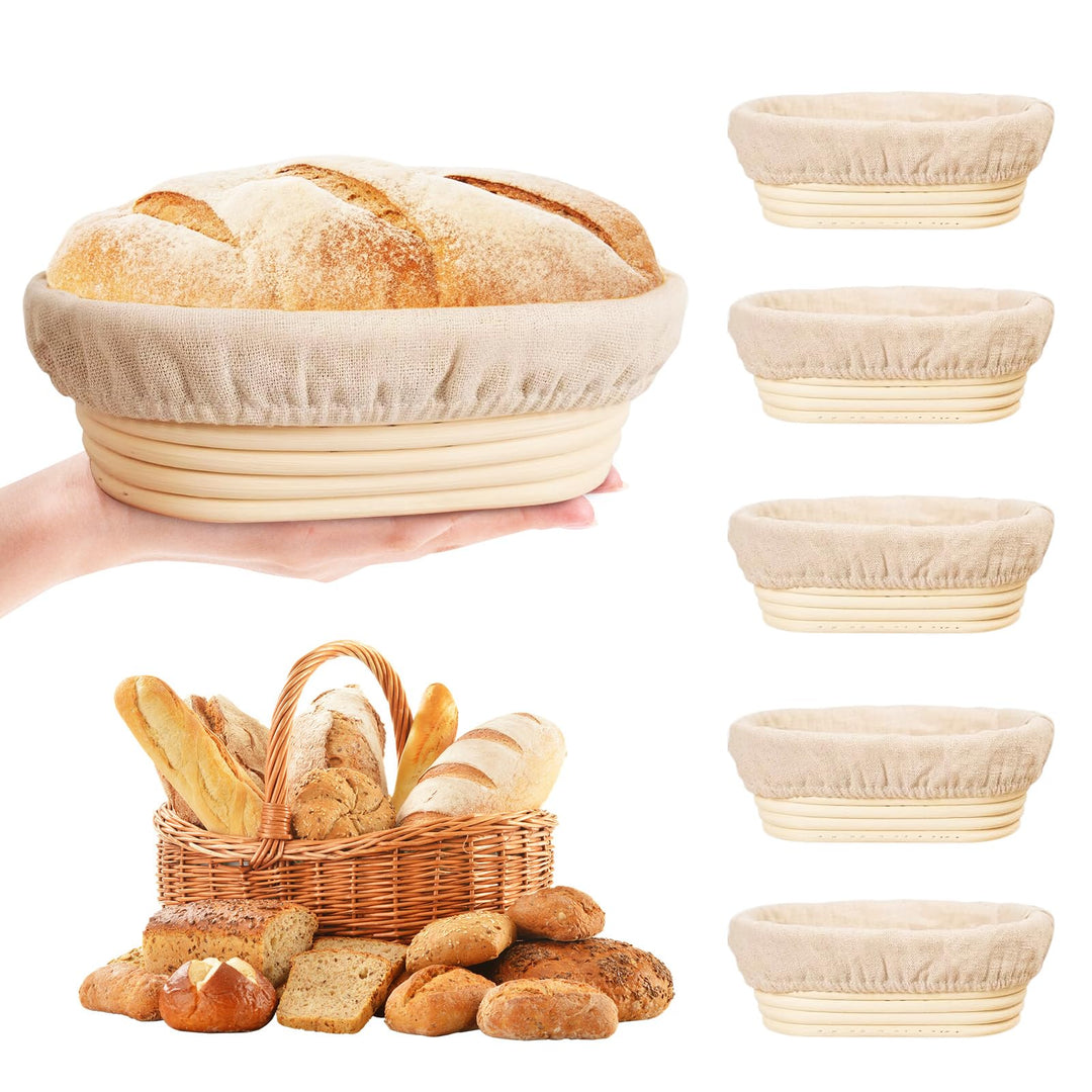 Gärkörbchen Oval aus 6 Stück, Mini Brot Backen mit Gärkörbchen Set, 6 Zoll Kleine Banneton Körbe, Zu