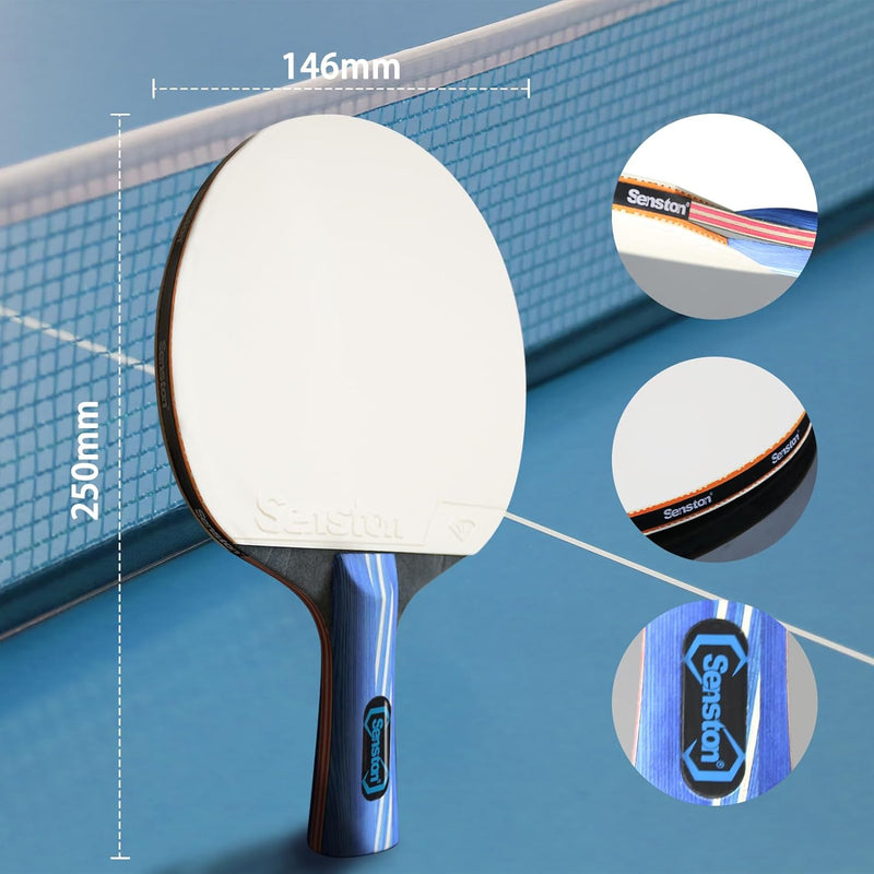 Senston Tischtennisschläger, 2 Tischtennis schläger Set, 3 Tischtennisbälle und Tragetasche, ideal f