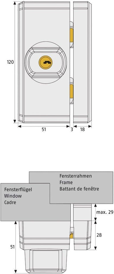 ABUS Fenster-Zusatzsicherung FTS96 AL0125 - Fensterschloss 2 verkrallenden Stahlriegeln, gleichschli